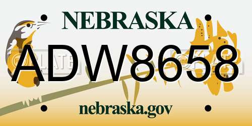 ADW8658 Nebraska License Plate