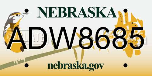 ADW8685 Nebraska License Plate
