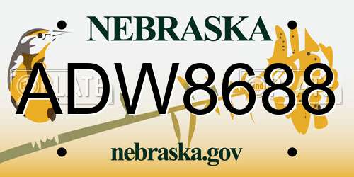ADW8688 Nebraska License Plate
