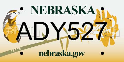 ADY527 Nebraska License Plate