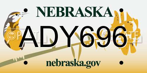ADY696 Nebraska License Plate
