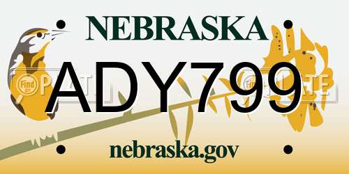 ADY799 Nebraska License Plate