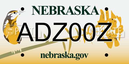ADZ00Z Nebraska License Plate