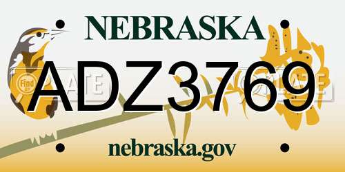 ADZ3769 Nebraska License Plate
