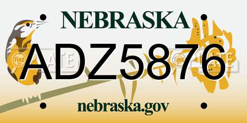 ADZ5876 Nebraska License Plate