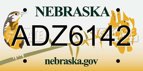 ADZ6142 Nebraska License Plate
