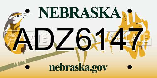 ADZ6147 Nebraska License Plate