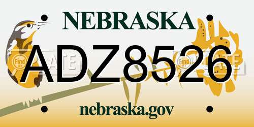 ADZ8526 Nebraska License Plate