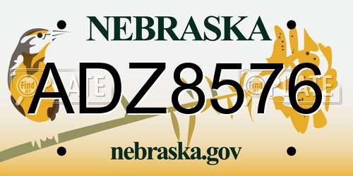 ADZ8576 Nebraska License Plate