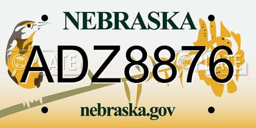 ADZ8876 Nebraska License Plate