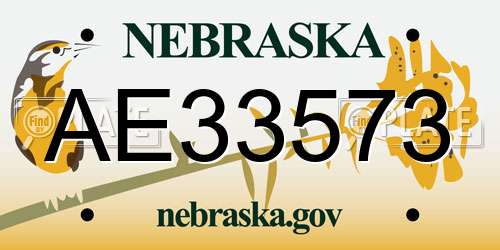 AE33573 Nebraska License Plate