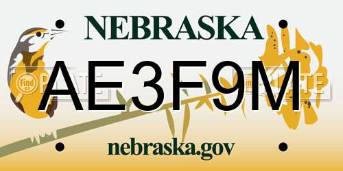 AE3F9M Nebraska License Plate
