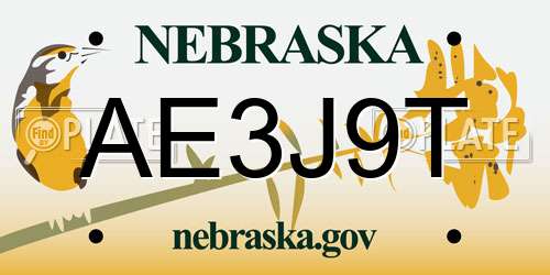 AE3J9T Nebraska License Plate
