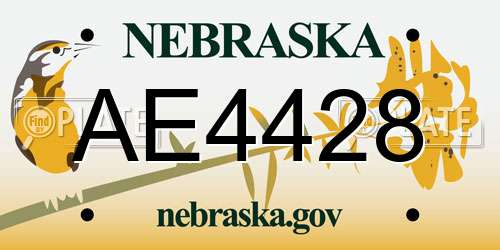 AE4428 Nebraska License Plate