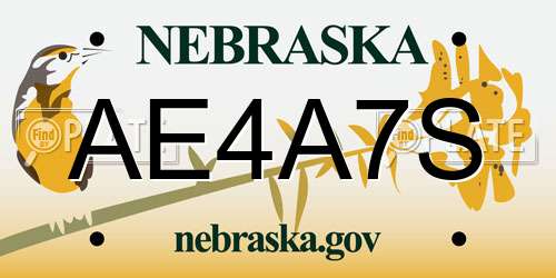 AE4A7S Nebraska License Plate