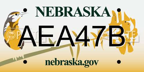 AEA47B Nebraska License Plate