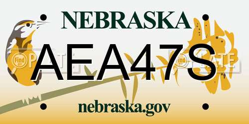 AEA47S Nebraska License Plate
