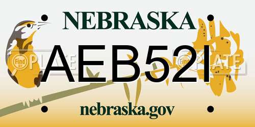 AEB52I Nebraska License Plate