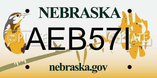 AEB57I Nebraska License Plate