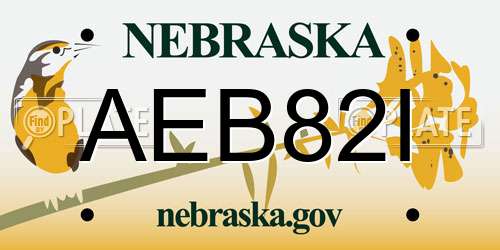 AEB82I Nebraska License Plate
