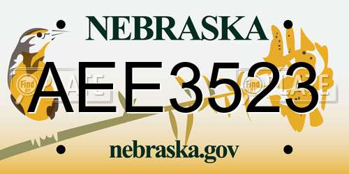 AEE3523 Nebraska License Plate