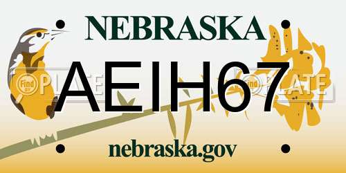 AEIH67 Nebraska License Plate