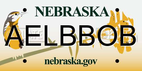AELBBOB Nebraska License Plate