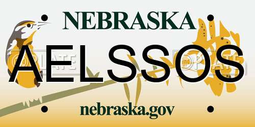 AELSSOS Nebraska License Plate