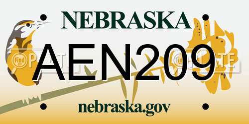 AEN209 Nebraska License Plate