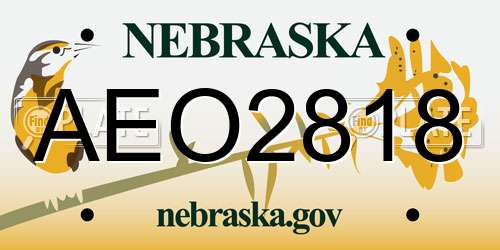 AEO2818 Nebraska License Plate