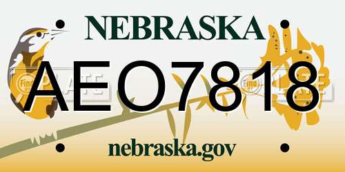 AEO7818 Nebraska License Plate