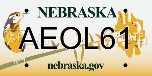 AEOL61 Nebraska License Plate
