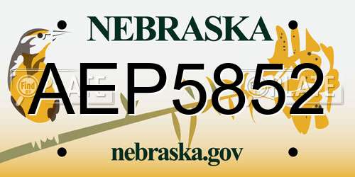 AEP5852 Nebraska License Plate