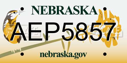 AEP5857 Nebraska License Plate