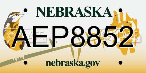 AEP8852 Nebraska License Plate