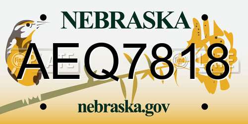 AEQ7818 Nebraska License Plate