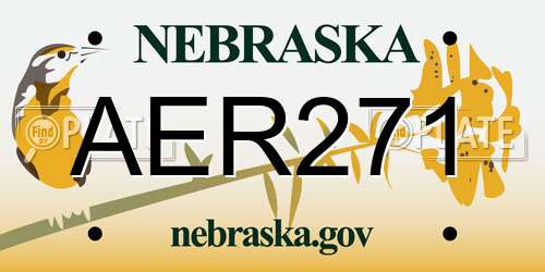 AER271 Nebraska License Plate