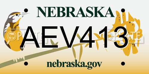 AEV413 Nebraska License Plate