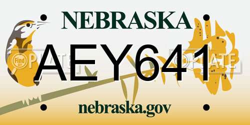 AEY641 Nebraska License Plate