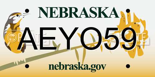 AEYO59 Nebraska License Plate