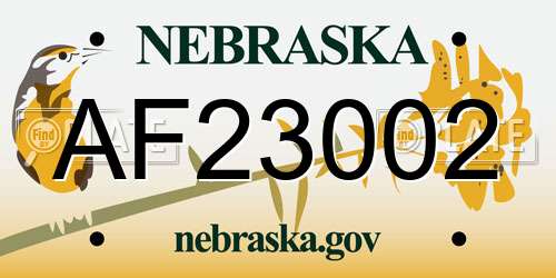 AF23002 Nebraska License Plate