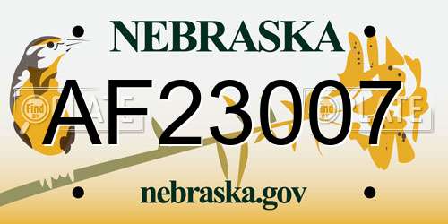 AF23007 Nebraska License Plate