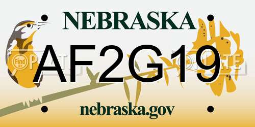 AF2G19 Nebraska License Plate
