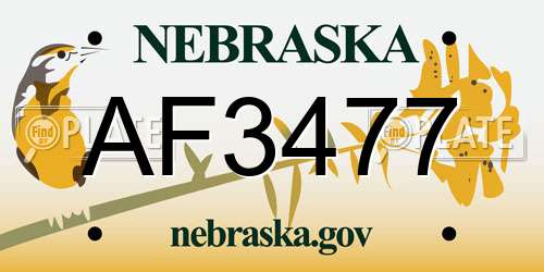 AF3477 Nebraska License Plate