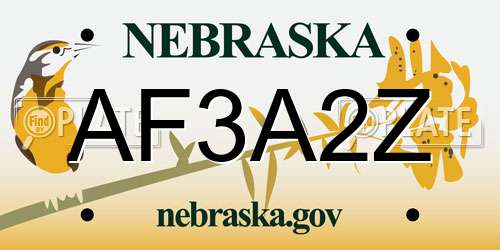 AF3A2Z Nebraska License Plate