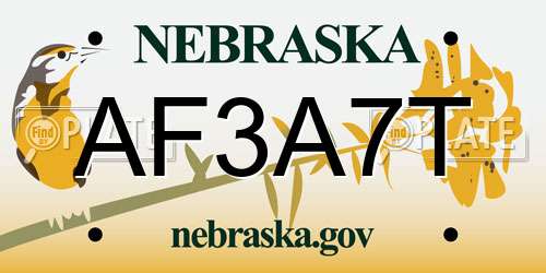 AF3A7T Nebraska License Plate