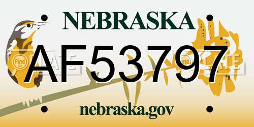 AF53797 Nebraska License Plate