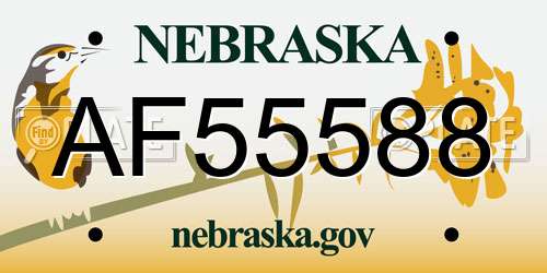 AF55588 Nebraska License Plate