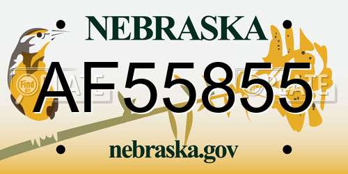 AF55855 Nebraska License Plate