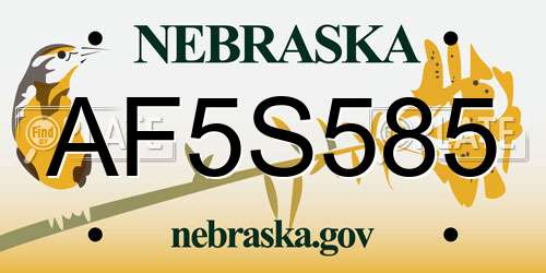 AF5S585 Nebraska License Plate